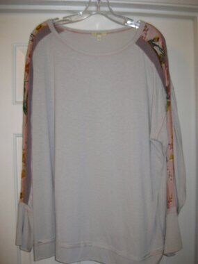 Kori Brand Women's Gray Balloon Sleeve Printed Sleeve Size Large Shirt